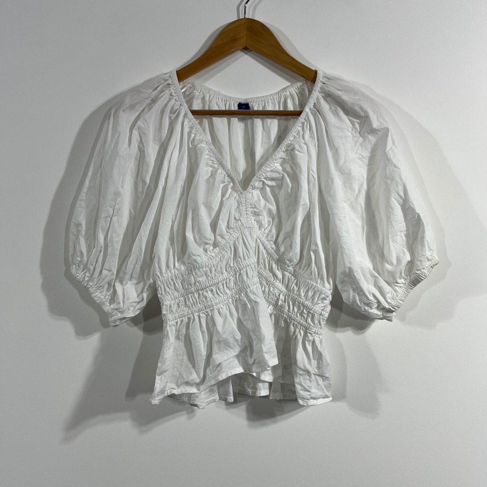 Old Navy Dainty Babydoll Coquette Ren Fair Cotton Smocked Peplum Top Women Small
